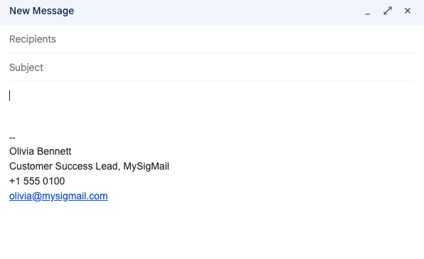 Gmail new message with the same signature single-spaced