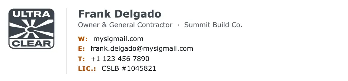 Construction & Trades email signature template "General Contractor": logo