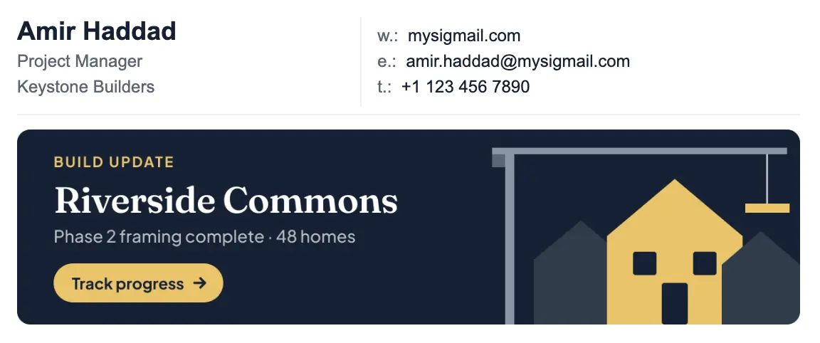 Construction & Trades email signature template "Construction Project Manager": banner