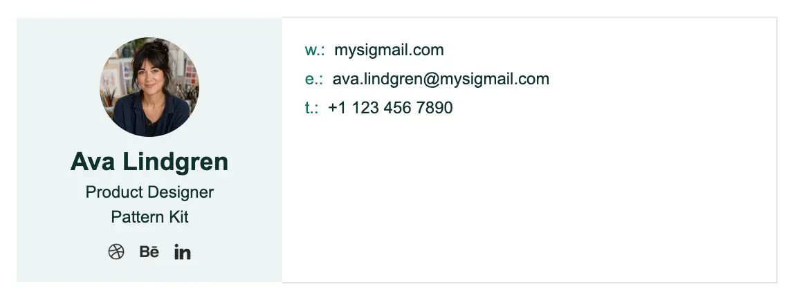Design email signature template "Product Designer": photo