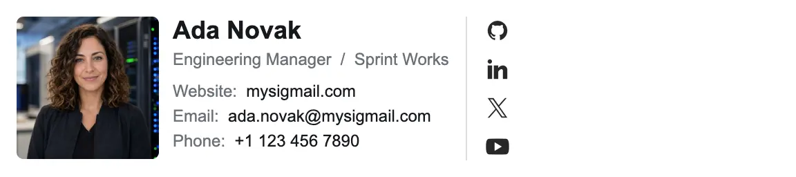 Engineering email signature template "Engineering Manager": photo