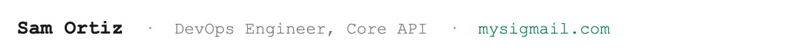 Engineering email signature template "DevOps Engineer": text only