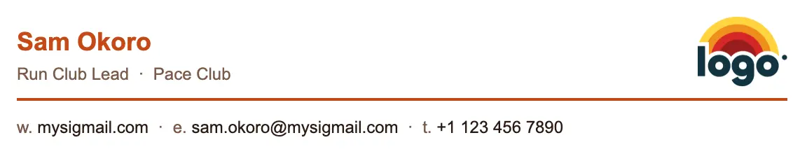 Fitness email signature template "Run Club Lead": logo