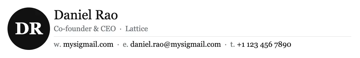 Founder / Executive email signature template "Co-founder & CEO": initials