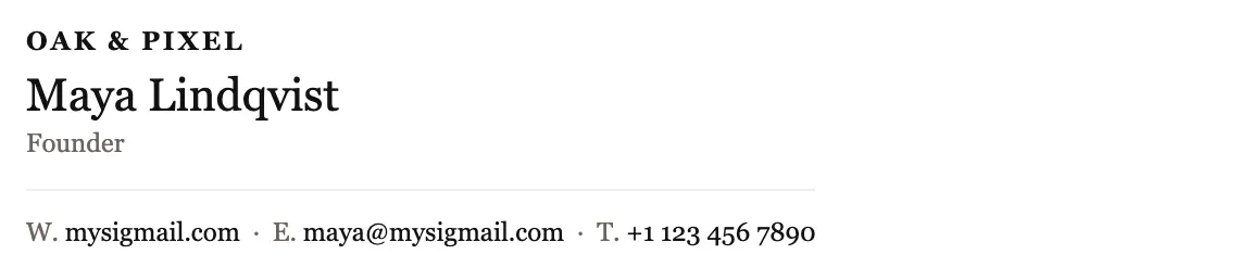 Founder / Executive email signature template "Founder": text only
