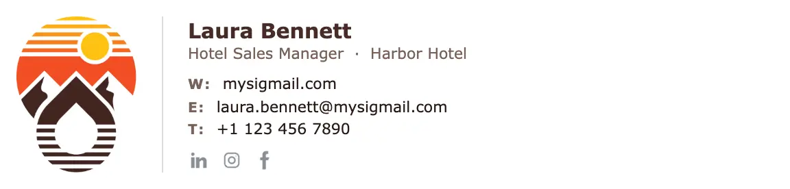Hospitality email signature template "Hotel Sales Manager": logo