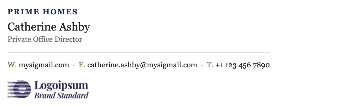 Real Estate email signature template "Private Office Director": logo