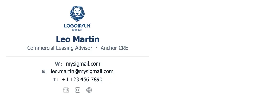 Real Estate email signature template "Commercial Leasing Advisor": logo