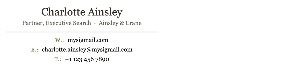 Recruiting & HR email signature template "Executive Search Partner": text only