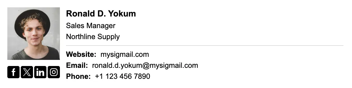 Sales email signature template "Sales Manager Compact": photo